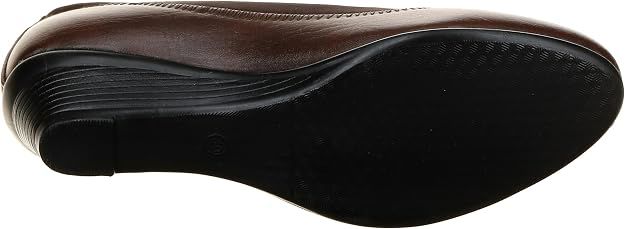 Brown Leather Low Wedge Shoes | حذاء بني جلد كعب ويدج قصير بحافة مطاطية_thumbnail_1